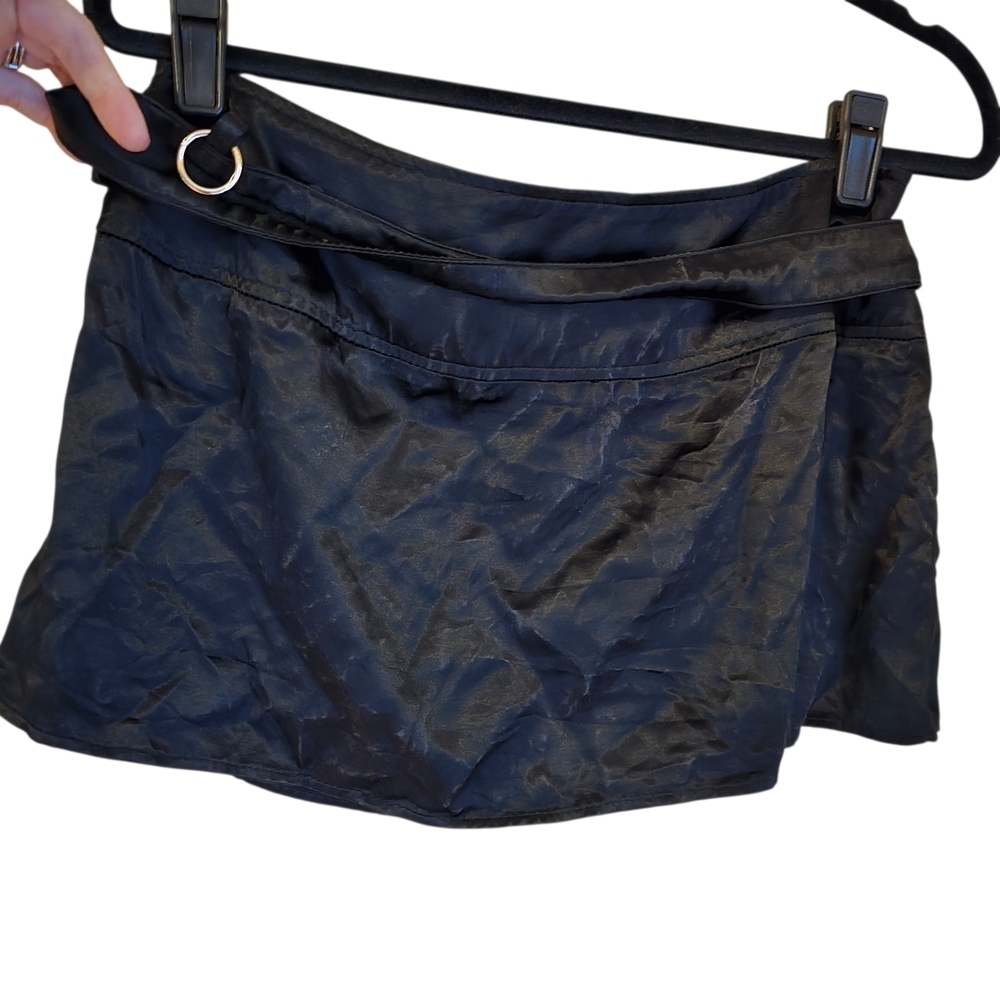 Vintage Rampage Black Satin Mini Skirt Buckle Waist 90s Y2K Office Siren 9 - Picture 6 of 11